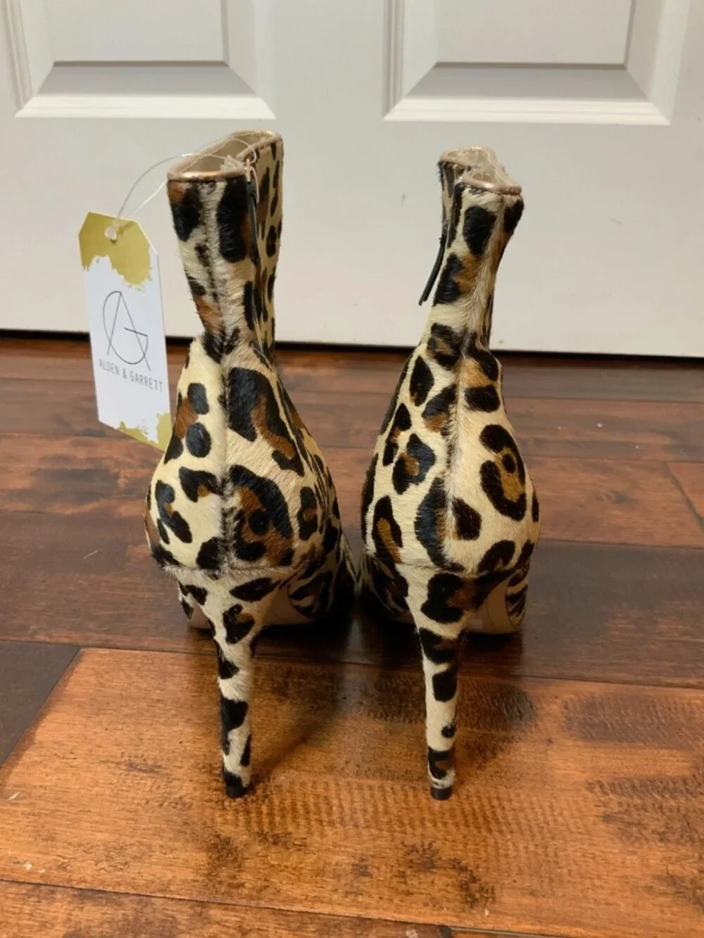 Charlotte Olympia Tan Brown Leopard Print Calf Hair Heel Ankle Booties, Size 10